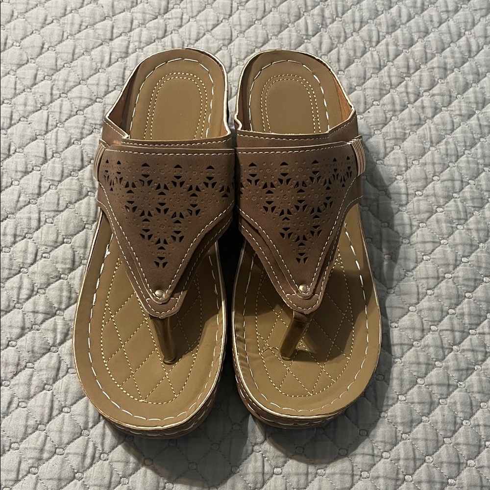 Brown Cutout Sandals